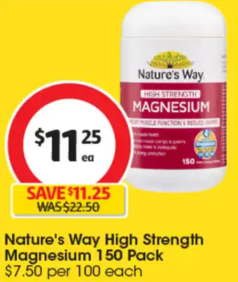 Coles Nature's Way High Strength Magnesium 150 Pack offer