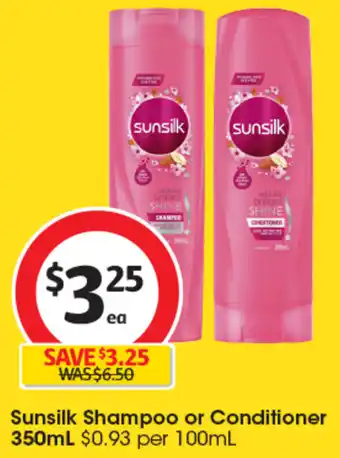 Coles Sunsilk Shampoo or Conditioner 350mL offer