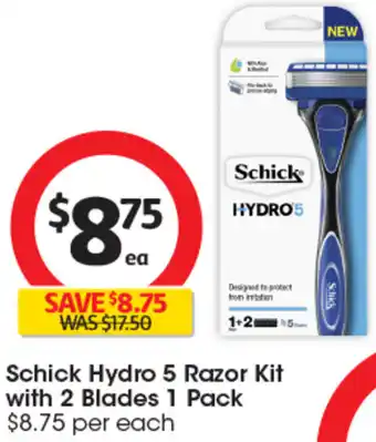 Coles Schick Hydro 5 Razor Kit with 2 Blades 1 Pack offer