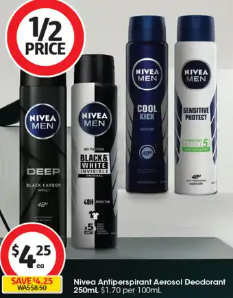 Coles Nivea Antiperspirant Aerosol Deodorant 250mL offer