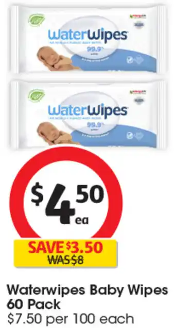 Coles Waterwipes Baby Wipes 60 Pack offer