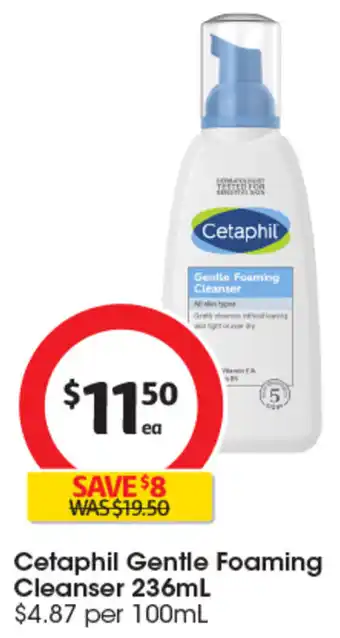 Coles Cetaphil Gentle Foaming Cleanser 236mL offer