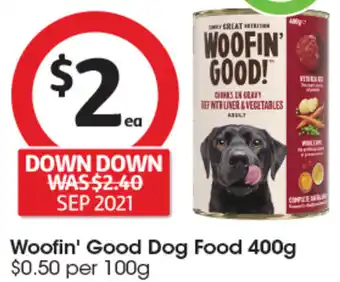 Coles Woofin' Good Dog Food 400g offer