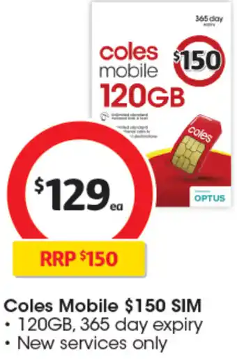 Coles Coles Mobile SIM offer