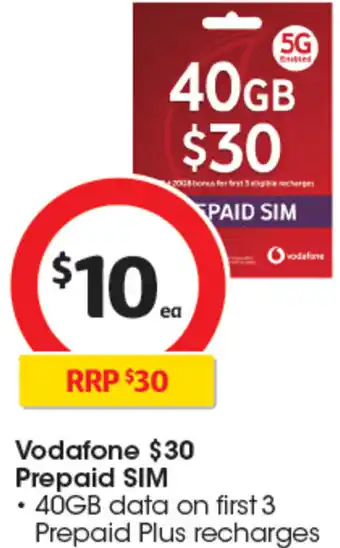 Coles Vodafone Prepaid SIM offer