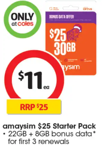 Coles amaysim Starter Pack offer