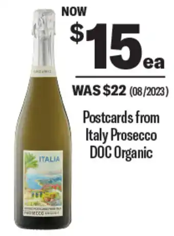 Coles Postcards from Italy Prosecco DOC Organic offer