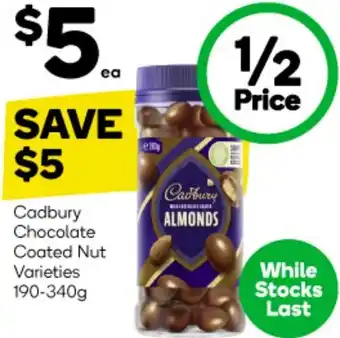 Woolworths Cadbury Chocolate Coated Nut Varieties 190-340g offer