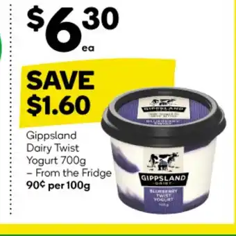 Woolworths Gippsland Dairy Twist Yogurt 700g offer