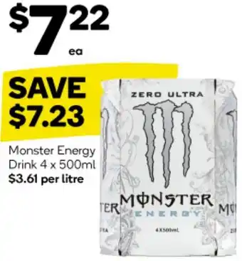 Woolworths Monster Energy Drink 4 x 500ml offer