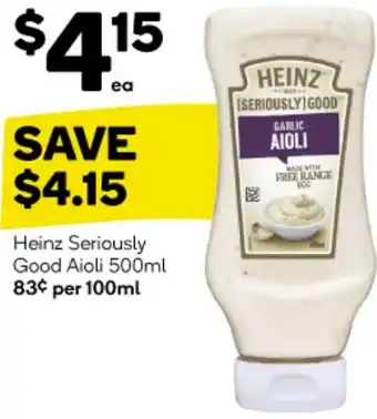 Woolworths Heinz Seriously Good Aioli 500ml offer