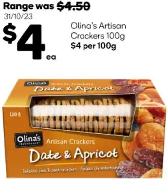 Woolworths Olina's Artisan Crackers 100g offer
