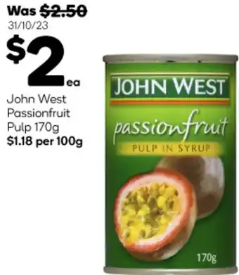Woolworths John West Passionfruit Pulp 170g offer