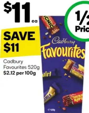 Woolworths Cadbury Favourites 520g offer