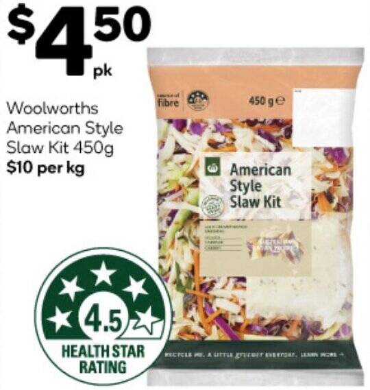 Woolworths American Style Slaw Kit 450g offer at Woolworths