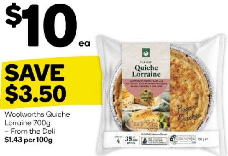 Woolworths Quiche Lorraine 700g offer at Woolworths