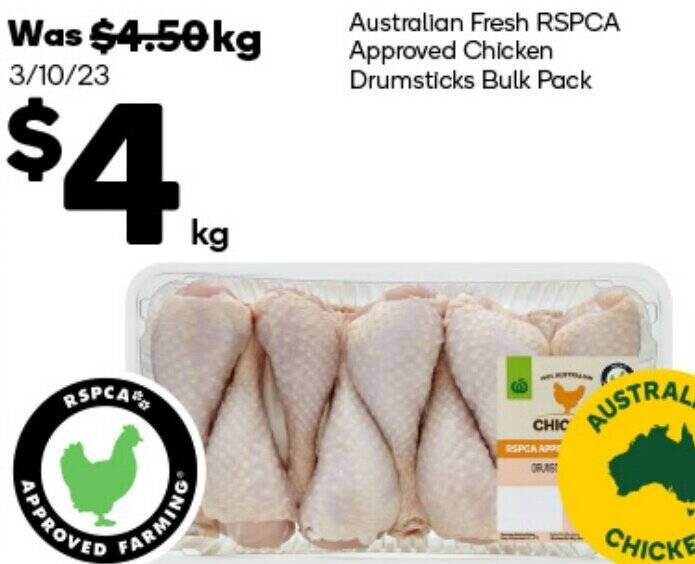Australian Fresh RSPCA Approved Chicken Drumsticks Bulk Pack offer at