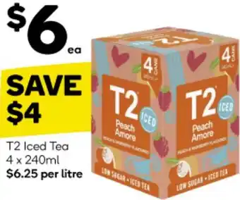 Woolworths T2 Iced Tea 4 x 240ml offer