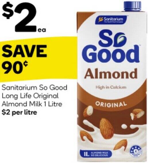 Sanitarium So Good Long Life Original Almond Milk 1 Litre offer at