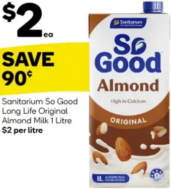 Woolworths Sanitarium So Good Long Life Original Almond Milk 1 Litre offer