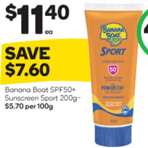 Banana Boat SPF50+ Sunscreen Sport 200g offer at Woolworths