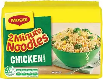 Woolworths Maggi 2 Min Noodles 345-380g Pk 5 offer