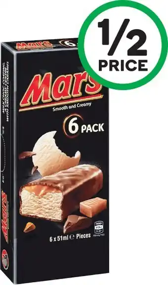 Woolworths Mars, Snickers Bars or Teasers Sticks 300ml-360ml Pk 4-6 u2013 From the Freezer offer