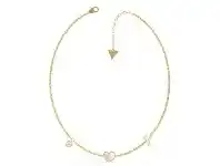 Bevilles Jewellery Guess Sea Gift Gold Plated 45cm Mother of Pearl White Heart & Crystals Necklace offer