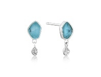 Ania Haie Turquoise Drop Stud Earrings - Silver