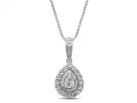 Bevilles Jewellery Sterling Silver 1/5ct Diamond Pear Necklace offer