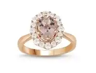 Bevilles Jewellery Morganite Ring with 1/2ct of Diamonds in 9ct Rose Gold - L offer