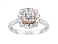 Bevilles Jewellery Square Look Miracle Ring with 1/5ct of Diamonds in Sterling Silver & 9ct Rose Gold - N offer