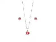 Bevilles Jewellery Red Cubic Zirconia Earring and Neklace Set in Sterling Silver offer