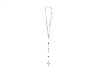 Bevilles Jewellery Sterling Silver and Rose Rosary Bead with Cross Long Necklace offer