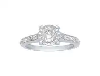 Bevilles Jewellery Sterling Silver and Solitaire Cubic Zirconia Miracle Halo Ring - M offer