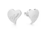 Bevilles Jewellery Guess Love Rhodium Plated Guess Love Heart Stud Earrings offer