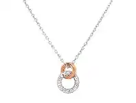 Bevilles Jewellery Two Tone Open Circle Necklace with Cubic Zirconia in Sterling Silver offer