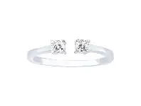 Bevilles Jewellery Sterling Silver Open Bypass Cubic Zirconia Ring - O offer