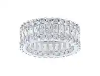 Bevilles Jewellery Sterling Silver Round & Baguette Cubic Zirconia Full Eternity Ring - M offer