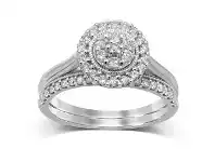 Bevilles Jewellery Two Ring Set with 1/2ct of Diamonds in 9ct White Gold - Q offer