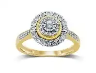 Bevilles Jewellery Brilliant Illusion Miracle Plate Halo Ring with 1/5ct of Diamonds in 9ct Yellow Gold - L offer