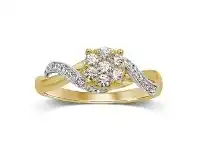 Bevilles Jewellery Cluster Ring with 0.40ct of Diamonds in 9ct Yellow Gold - Q offer