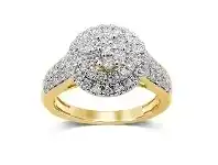 Bevilles Jewellery Brilliant Set Double Halo Ring with 1.00ct of Diamonds in 9ct Yellow Gold - Q offer