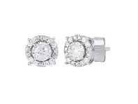 Bevilles Jewellery Tia Brilliant Miracle Halo Stud Earrings with 0.30ct of Diamonds in 9ct White Gold offer