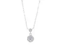 Bevilles Jewellery Sterling Silver Halo Drop Necklace with Cubic Zirconia offer