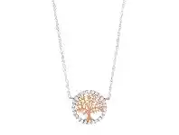 Bevilles Jewellery Sterling Silver Rose Plated Tree of Life Necklace 45cm offer