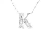 Bevilles Jewellery Sterling Silver Cubic Zirconia Initial Necklace - Most Initials Available - K offer