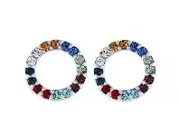 Bevilles Jewellery Sterling Silver Open Circle Multi Coloured Cubic Zirconia Stud Earrings offer