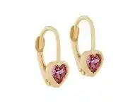 Bevilles Jewellery 9ct Yellow Gold Hoop Earrings with Pink Cubic Zircona offer