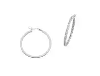 Bevilles Jewellery 35mm Sterling Silver Cubic Zirconia Channel Setting Hoop Earrings offer